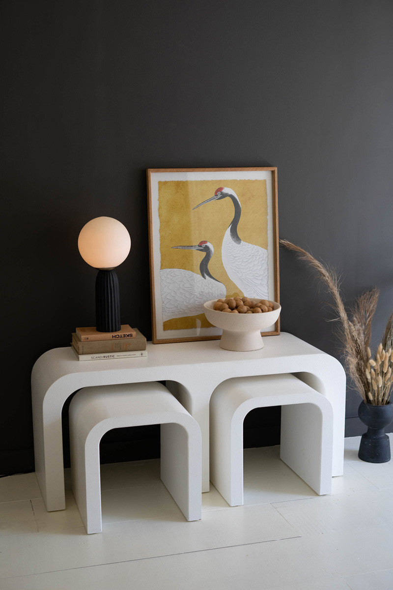 White Wood Coffee Table with Nesting Tables