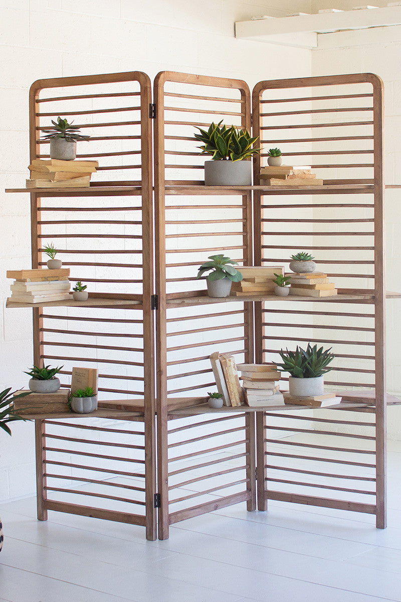 Wooden Screen Folding Shelving Unit