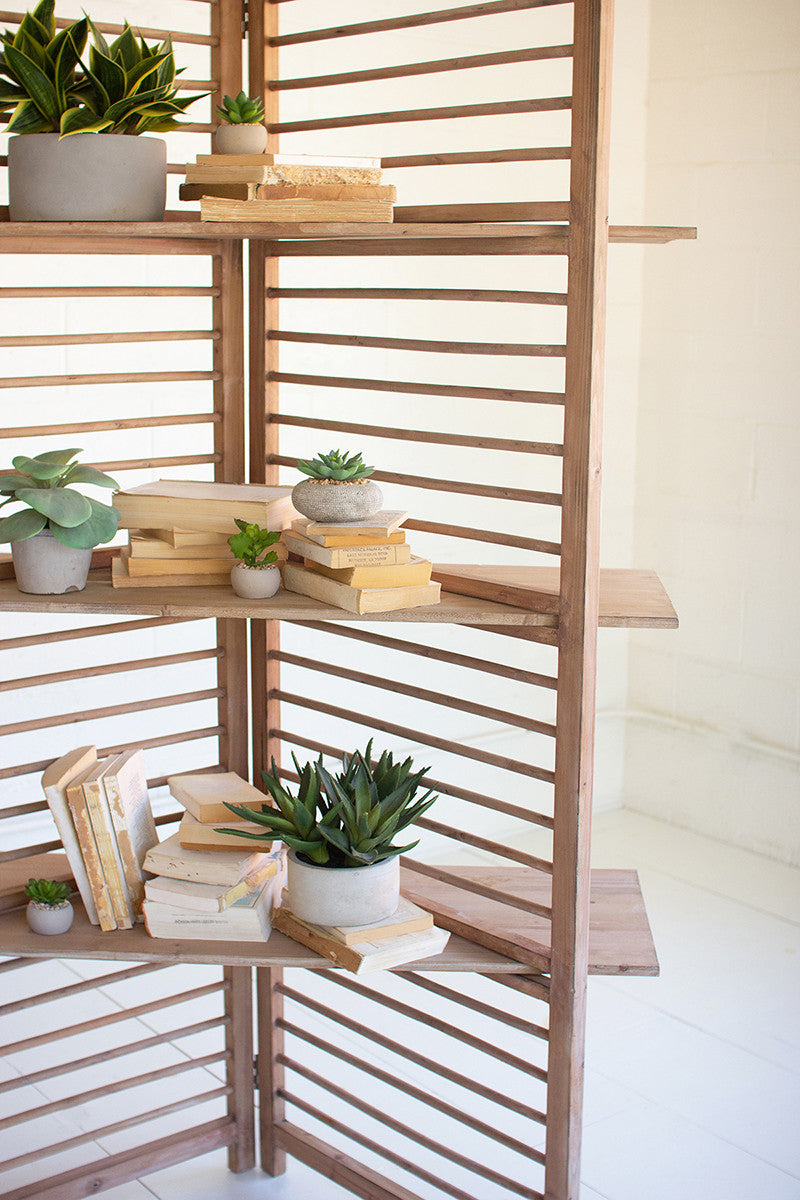 Wooden Screen Folding Shelving Unit