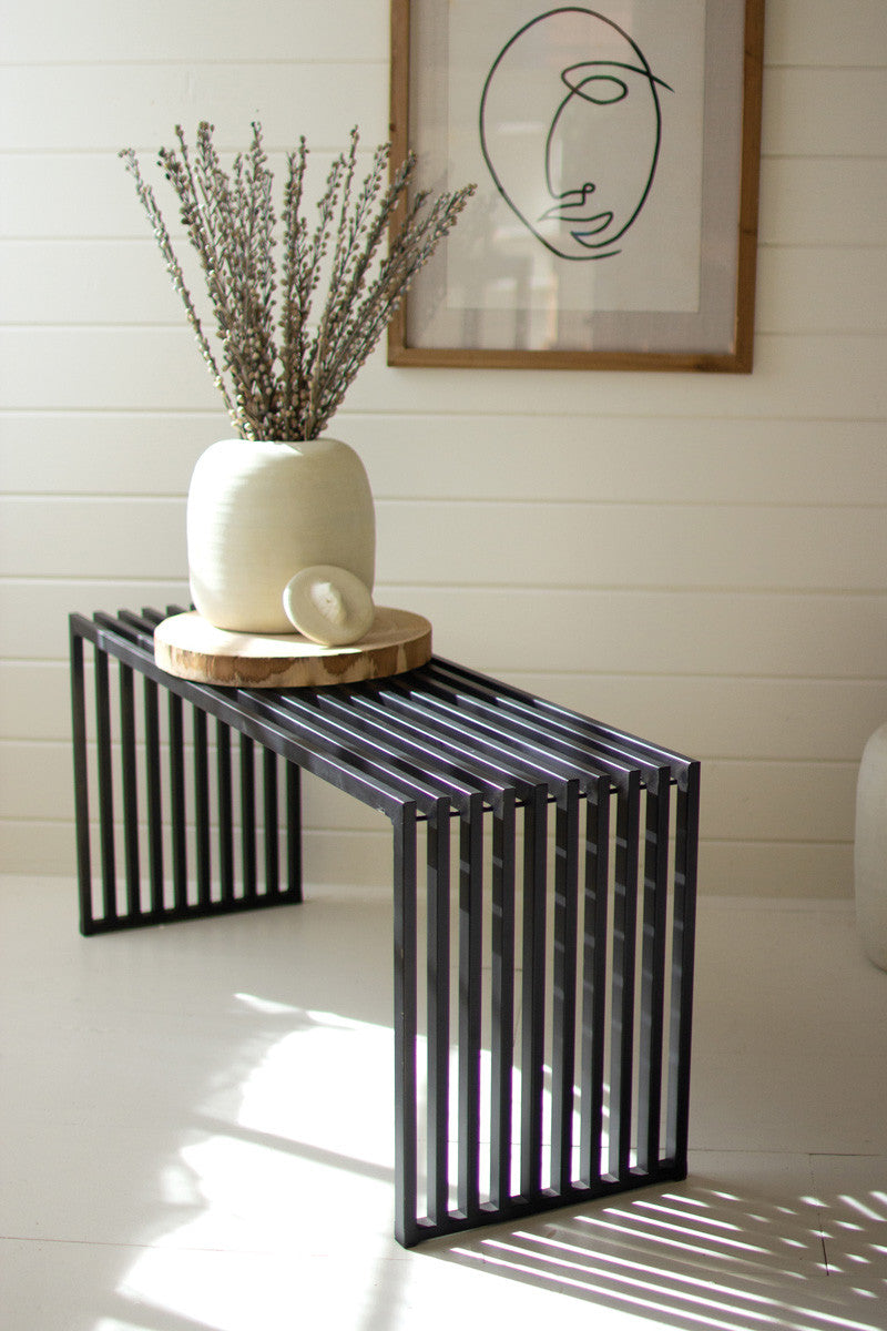 Slotted Black Bench