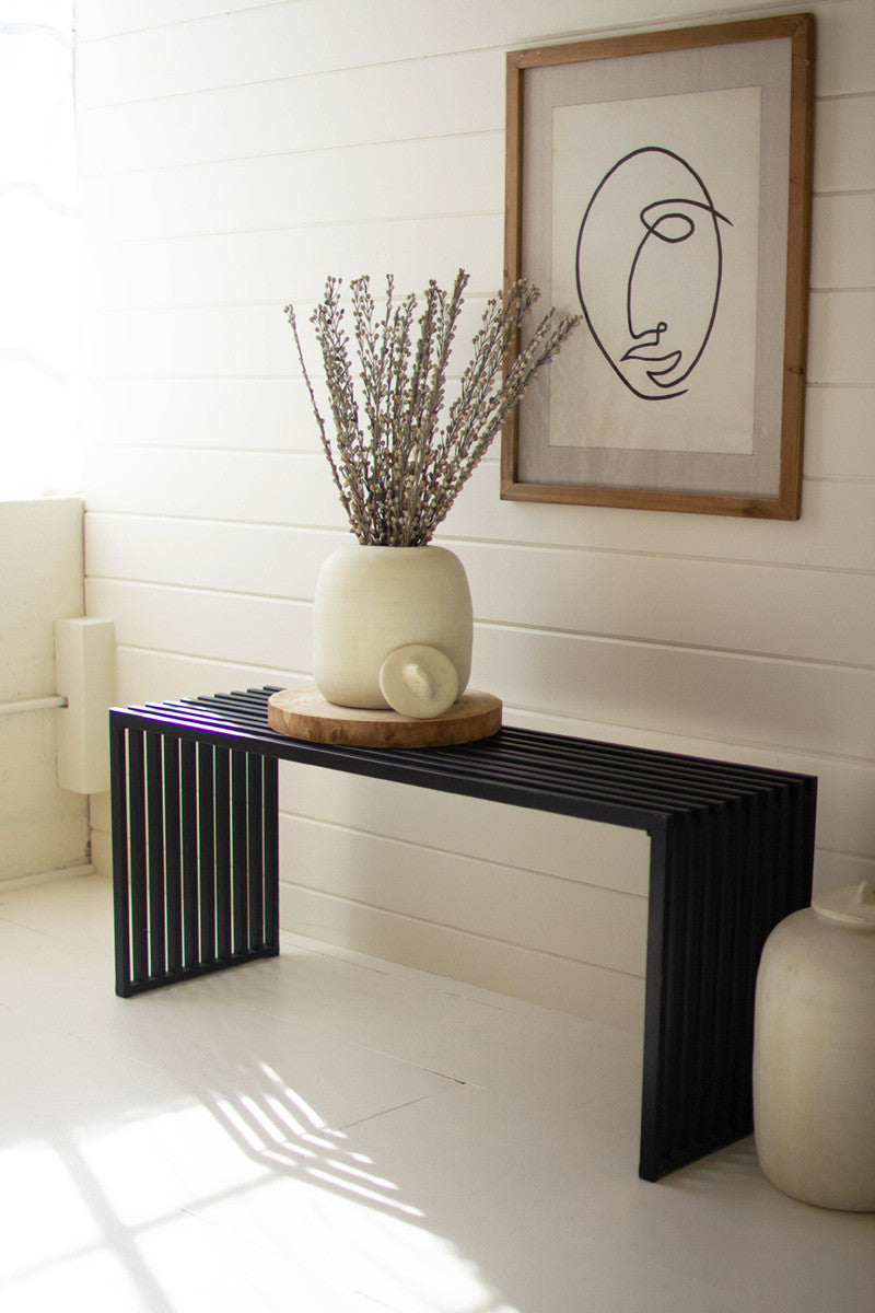 Slotted Black Bench