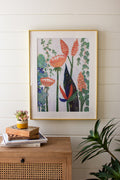 Framed Flowers Print Under Glass