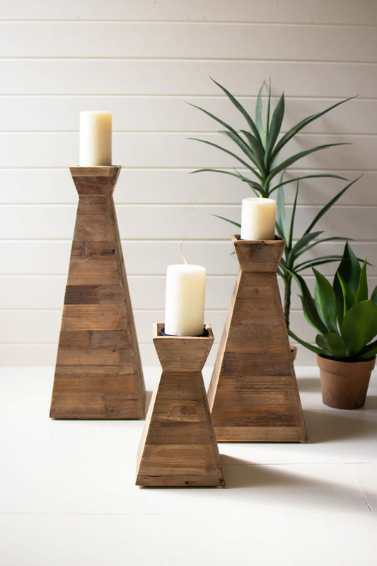 Recycled Wood Candle Towers