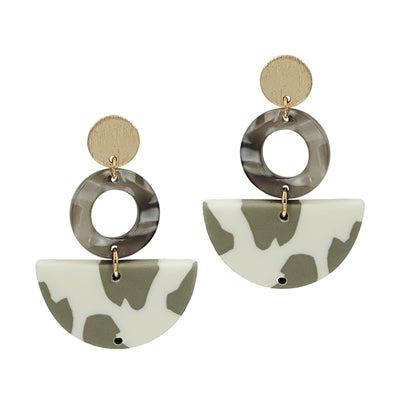 Clay and Acrylic Geometric Drop Earrings