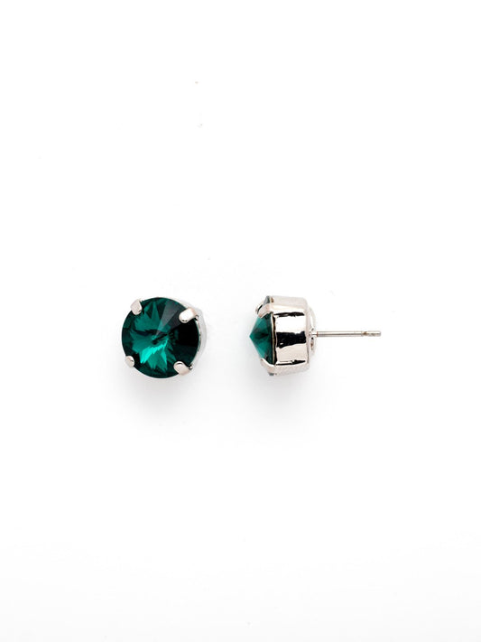 Round Crystal Stud Earring-Emerald