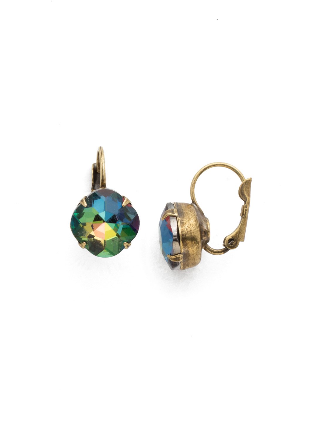 Cushion-Cut Dangle Earrings-Volcano