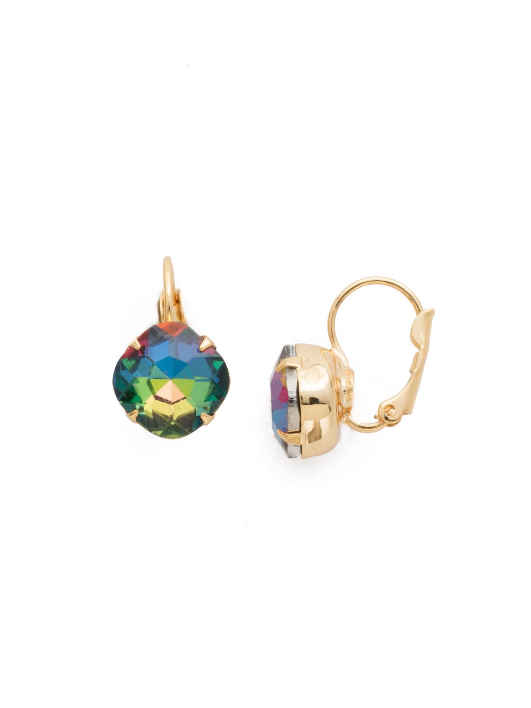Cushion-Cut Dangle Earrings-Volcano
