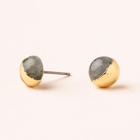 Dipped Stone Stud | Labradorite + Gold