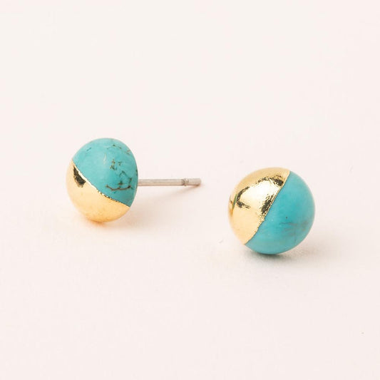 Dipped Stone Stud |Turquoise + Gold