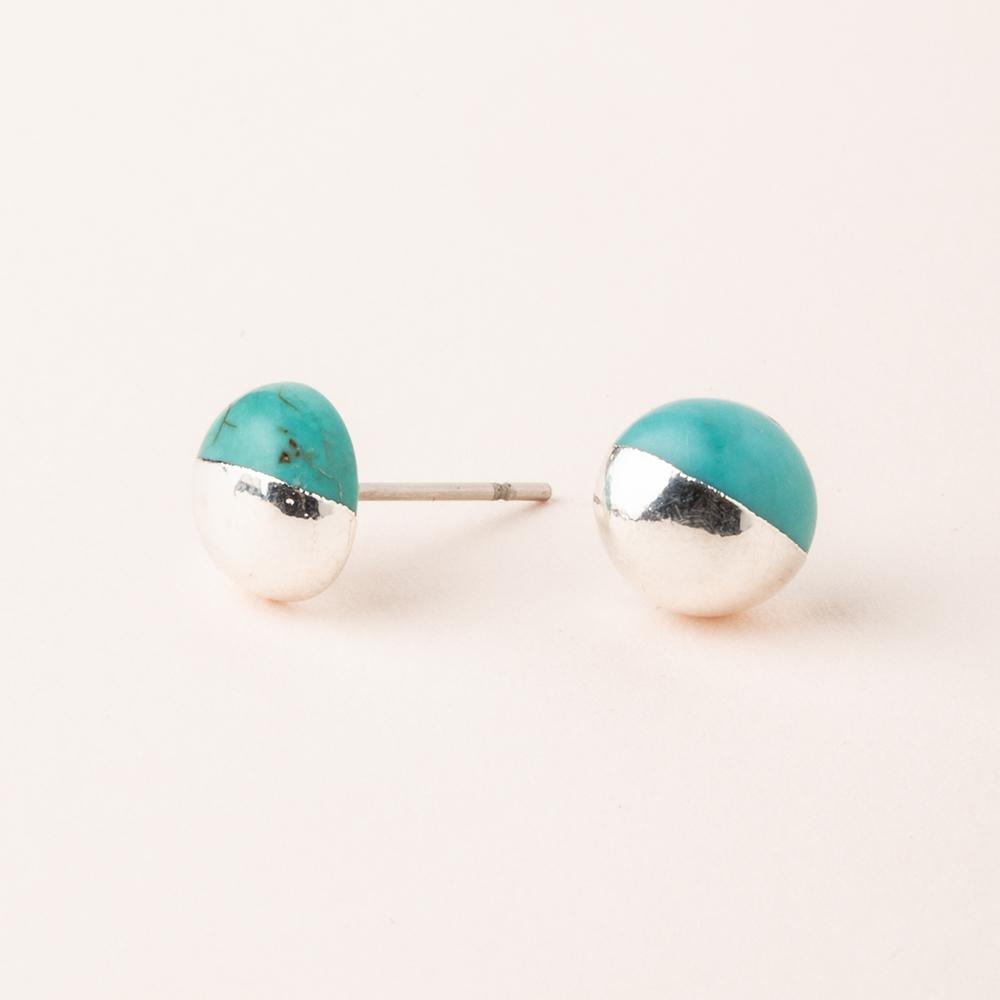 Dipped Stone Stud |Turquoise + Silver