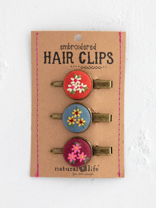 Embroidered Hair Clip Set
