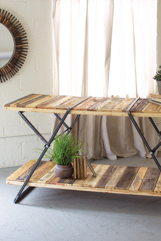 Reclaimed Wood Two-Tier Table