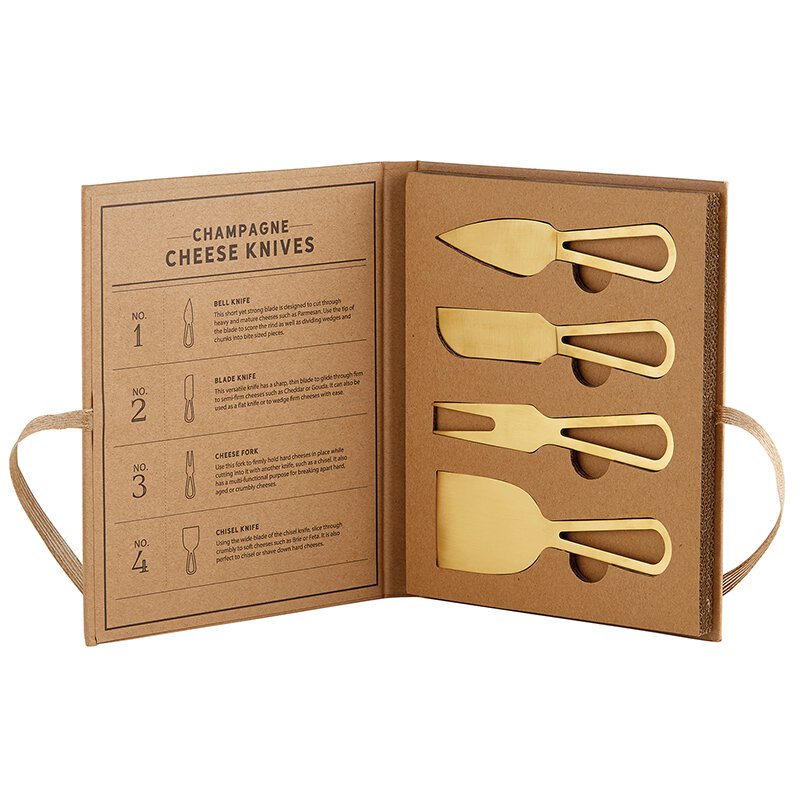 3-pc Cheese Knife Set - Gold/White