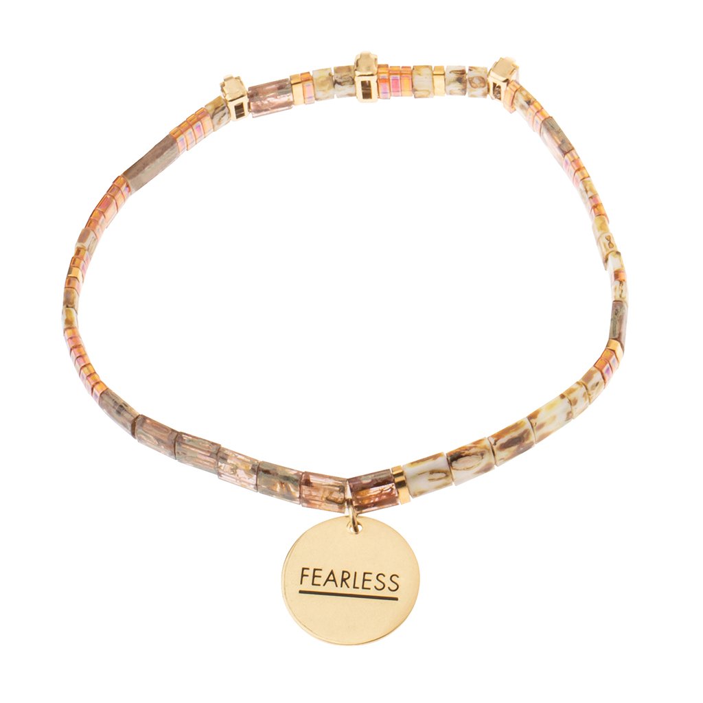Good Karma Miyuki Charm Bracelet | Fearless - Tortoise / Sparkle / Gold