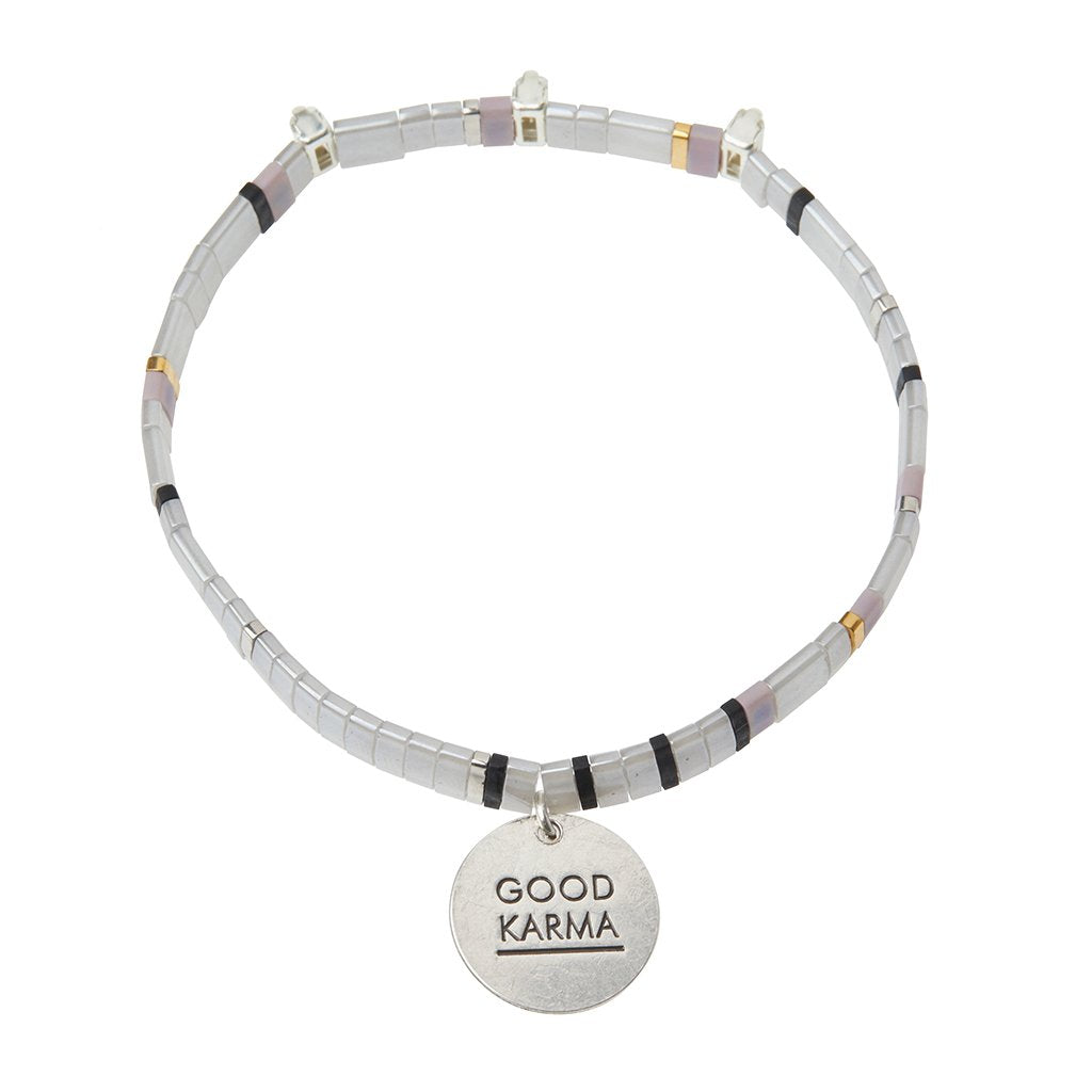 Good Karma Miyuki Charm Bracelet: Good Karma Cloud/Sparkle/Silver