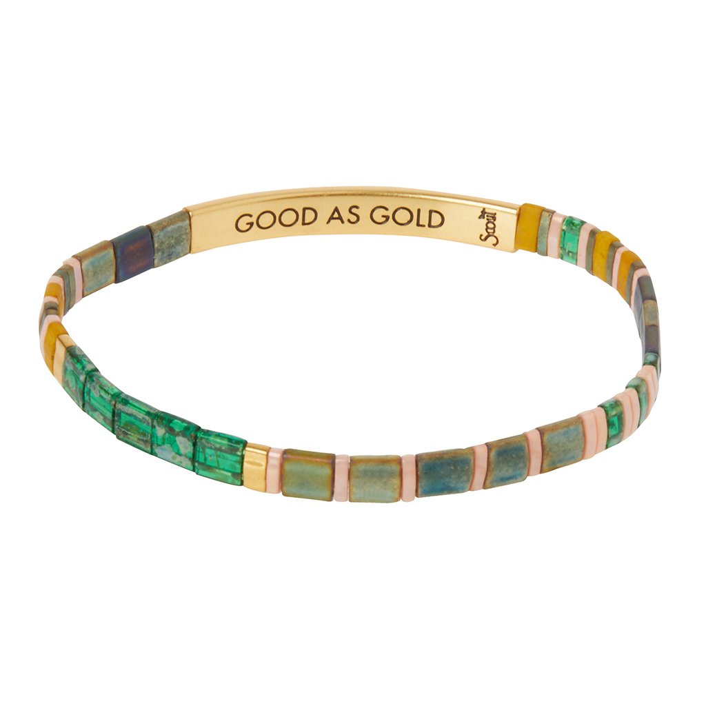 Good Karma Miyuki Bracelet | Good As Gold: Forest/Blush/Gold