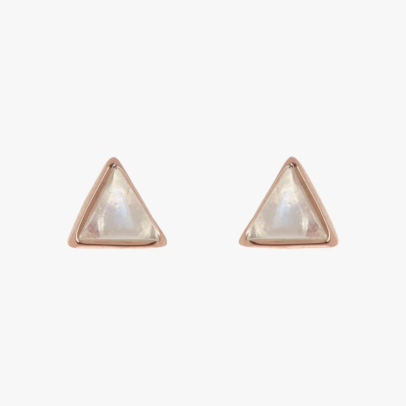 Gemstone Triangle Stud Earrings