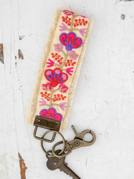 Embroidered Key Chain - Pink