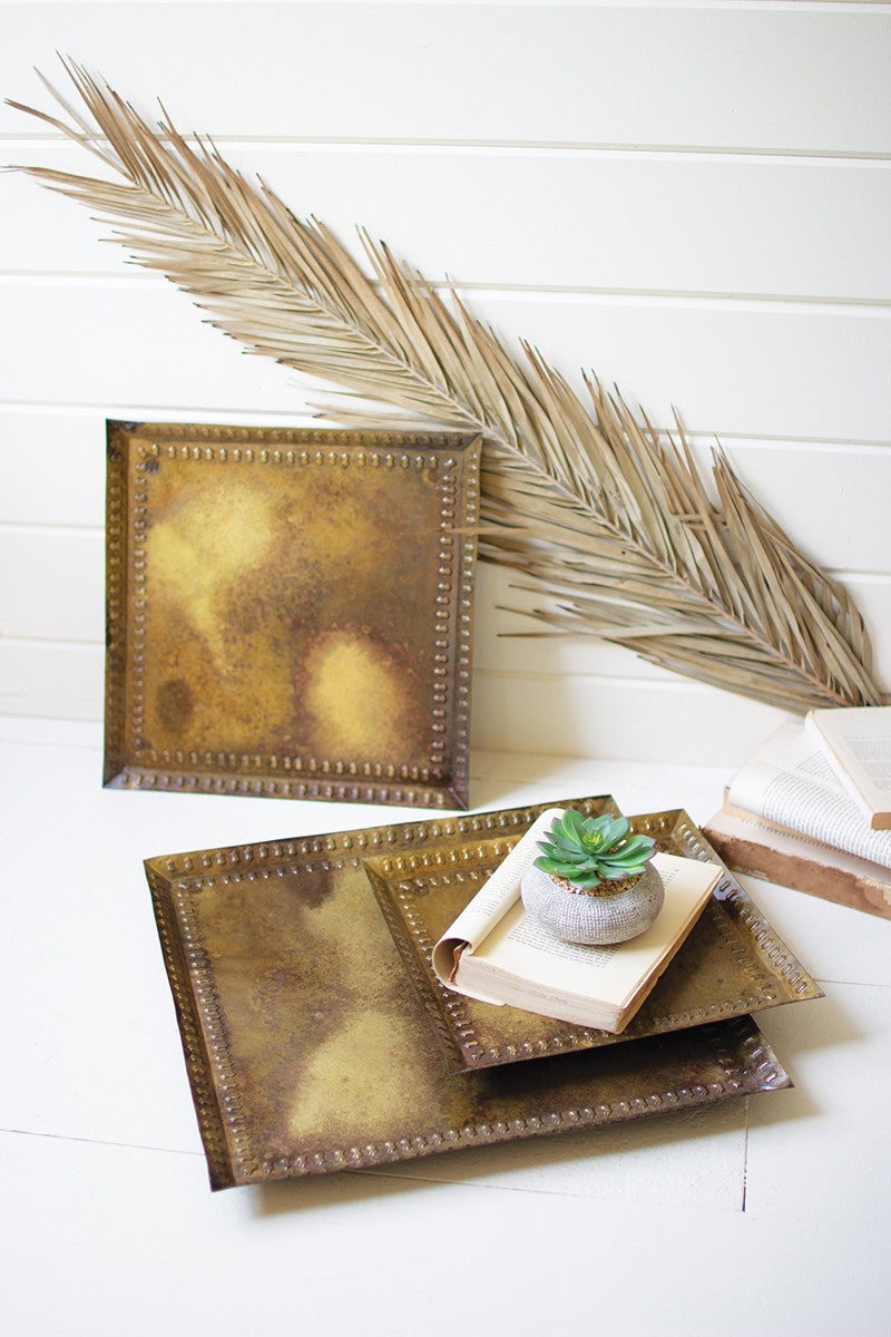 Antique Brass Square Trays