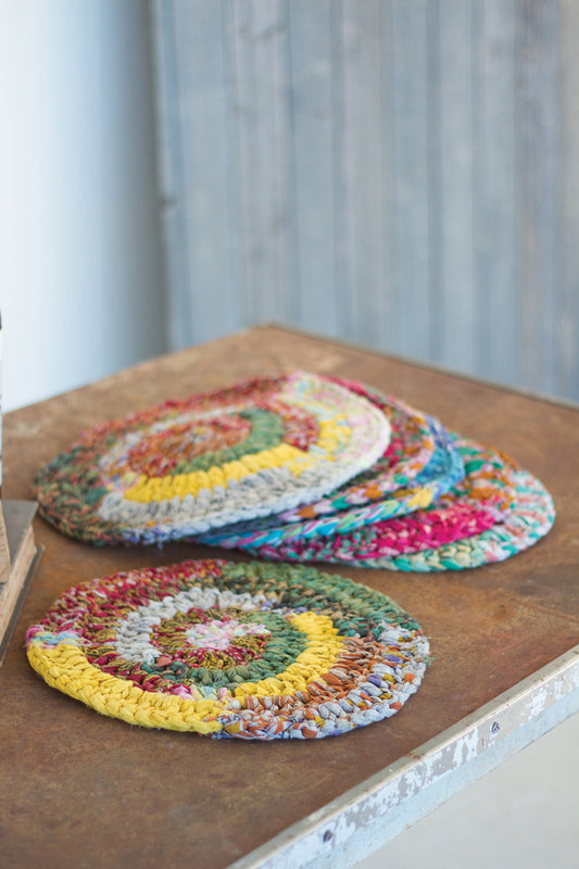 Round Knitted Kantha Placemats