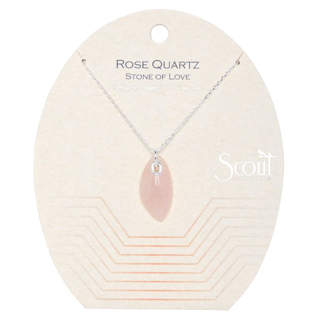 Organic Stone Necklace Rose Quartz/Silver - Stone of Love
