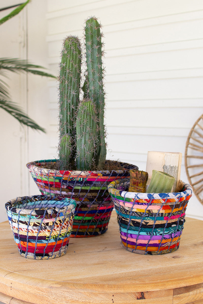 Multi-Color Coiled Kantha Bowls
