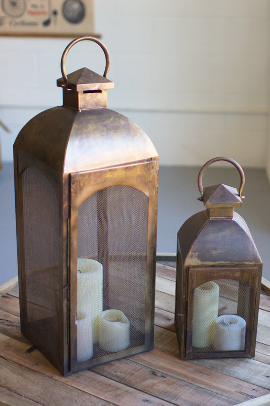 Distressed Antique Bronze Lanterns