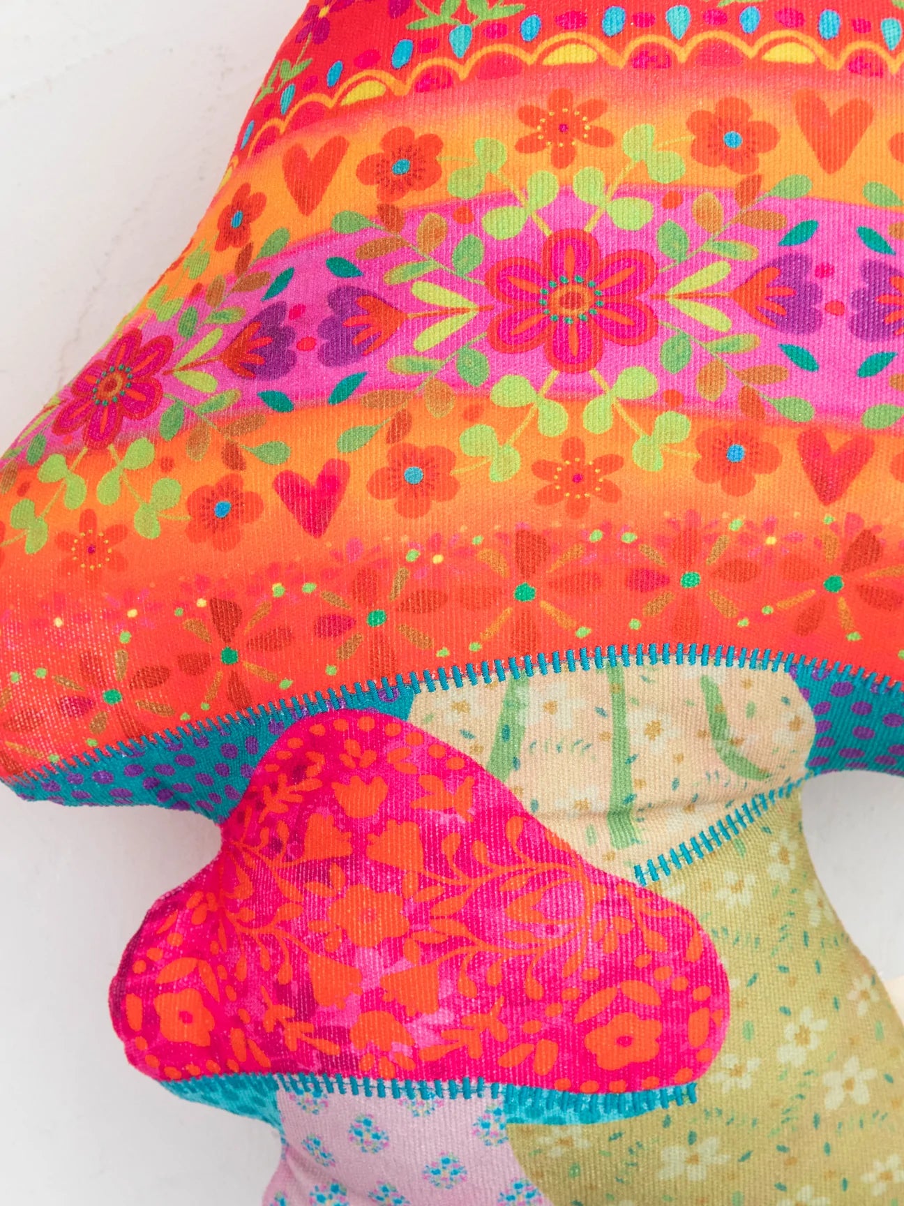 Whimsy Patchwork Pillow - Mushroom