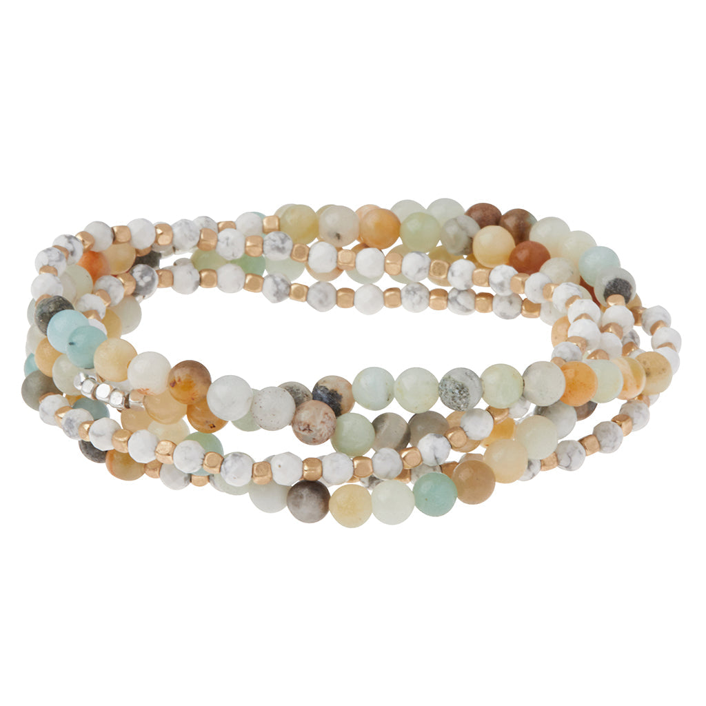Stone Duo Wrap Bracelet/Necklace - Amazonite & Howlite