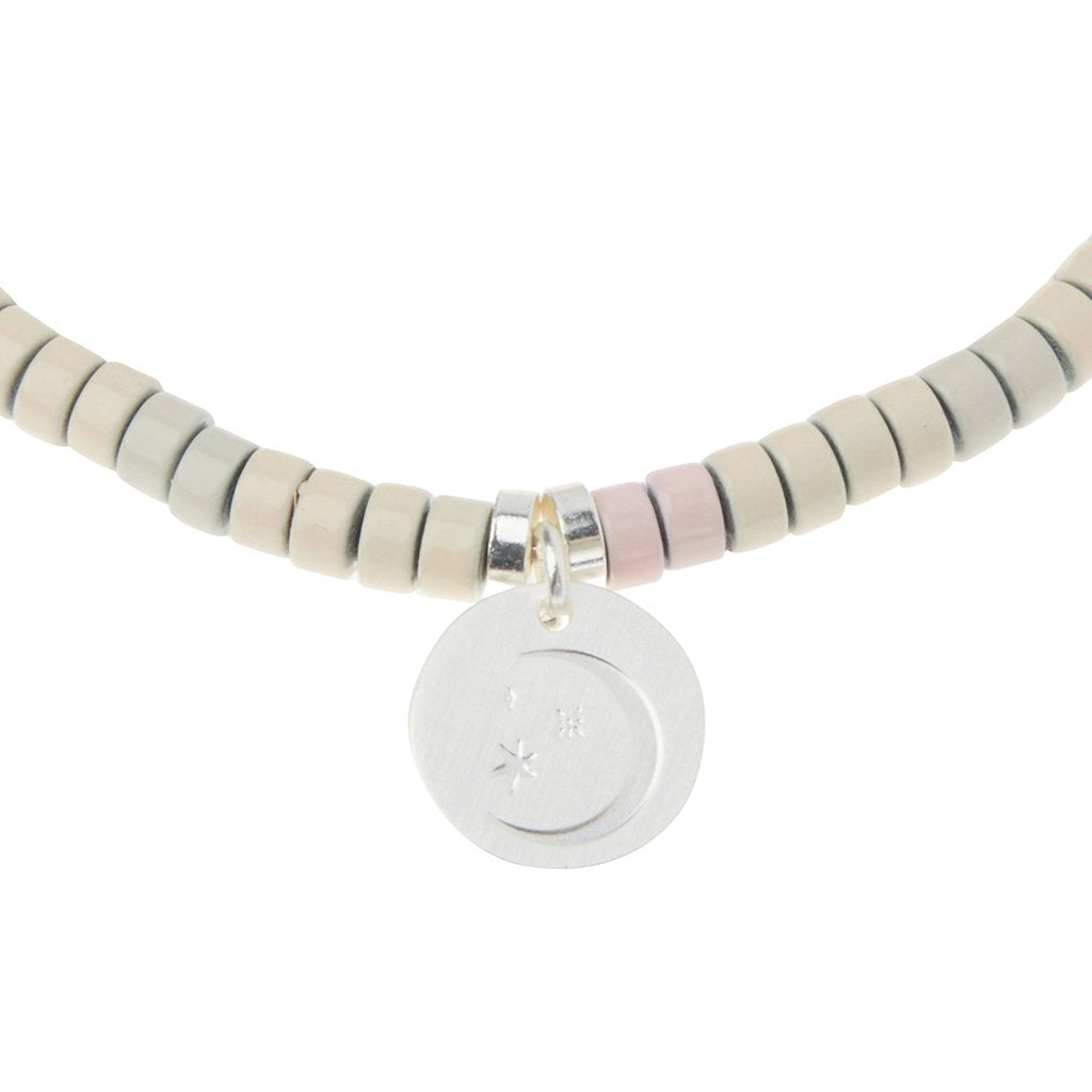 Silver & Gold and Moonstone Stone Intention Charm Bracelet
