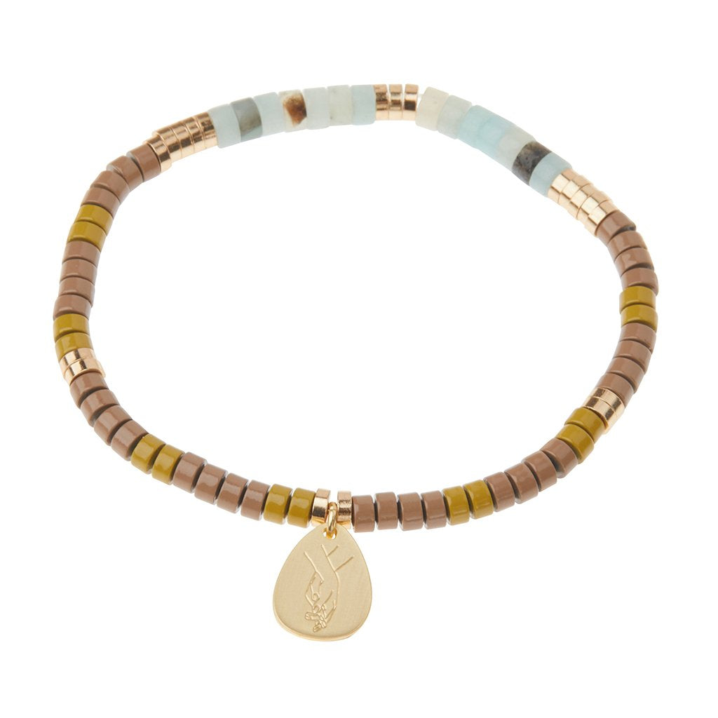 Gold and Amazonite Stone Intention Charm Bracelet