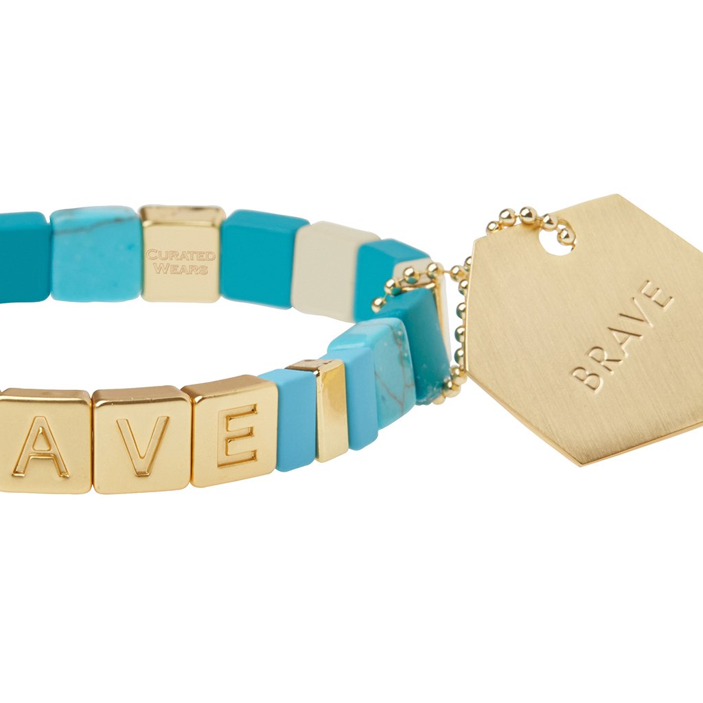 Gold/Turquoise/Howlite Empower Bracelet: Brave