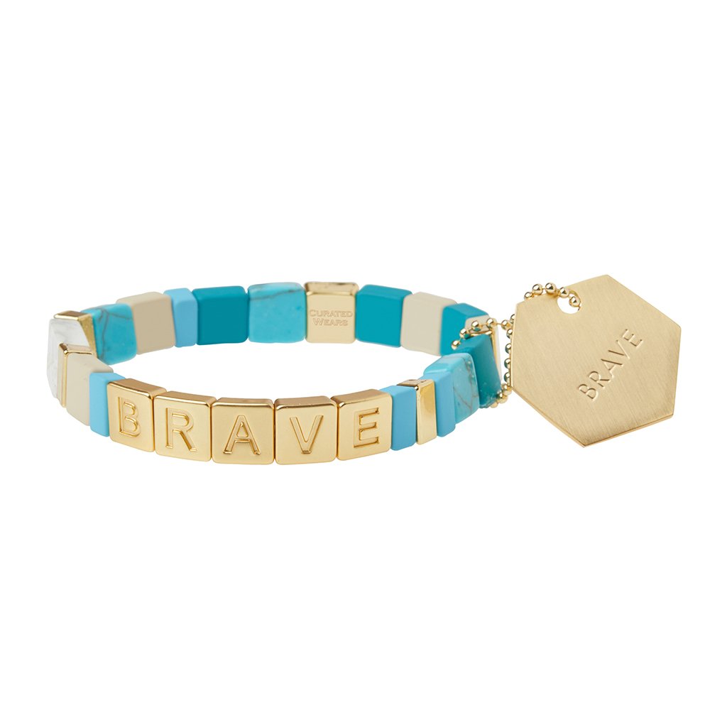 Gold/Turquoise/Howlite Empower Bracelet: Brave