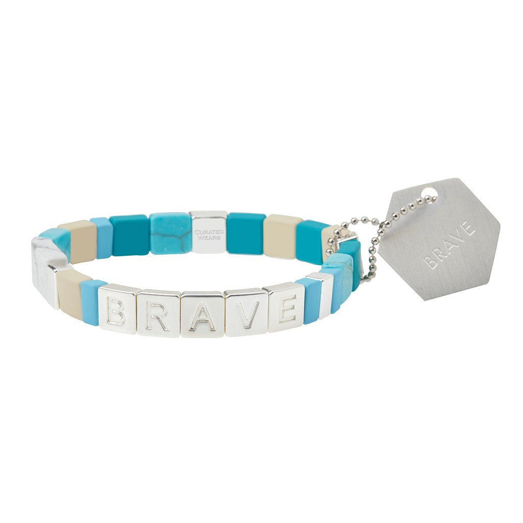 Silver/Turquoise/Howlite Empower Bracelet: Brave