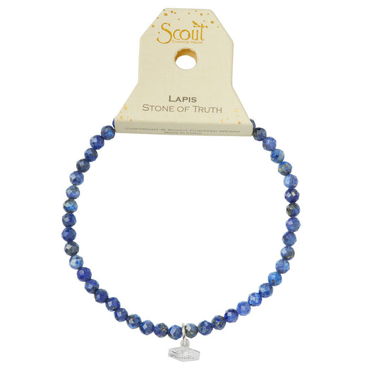 Mini Faceted Stone Stacking Bracelet - Lapis/Silver