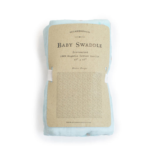 Blue Floral Baby Swaddle