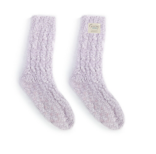 Purple Fuzzy Giving Socks with Grippers