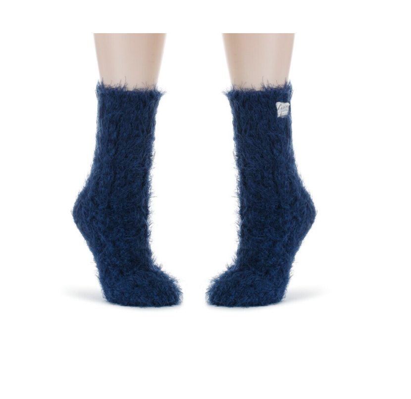 Navy Fuzzy Giving Socks with Grippers