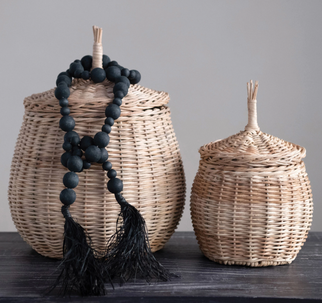 Black Acacia Wood Bead Garland
