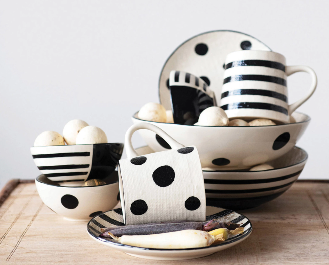 Black & White Hand-Painted Bowls