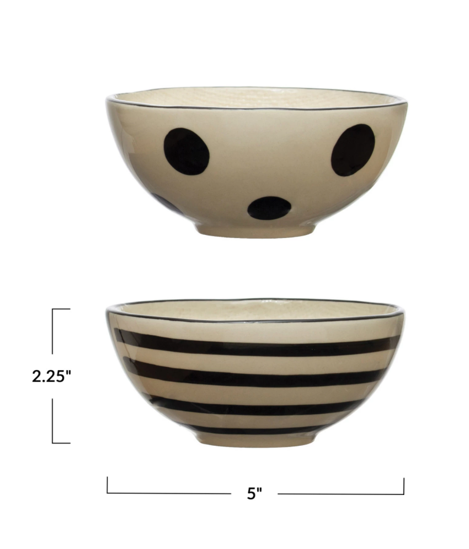 Black & White Hand-Painted Bowls