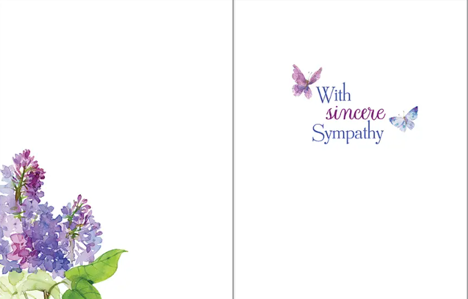 Lilacs & Butterflies Sympathy Card