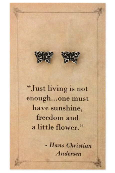 Literary Quotes Butterfly Post Earrings