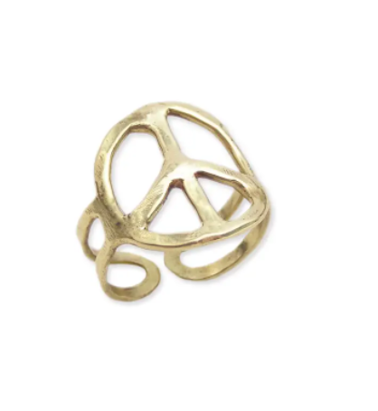 Woodstock Vibes Gold Peace Sign Ring