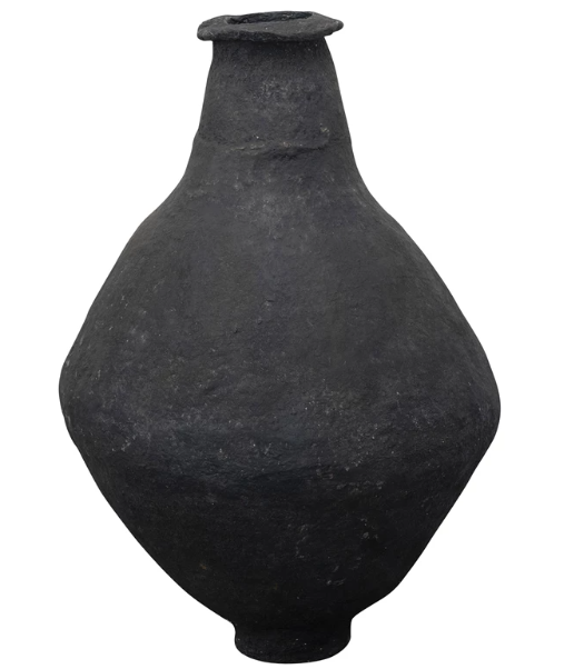 Handmade Black Paper Mache Floor Vase