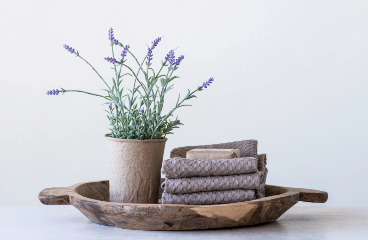 Faux Lavender in Paper Pot