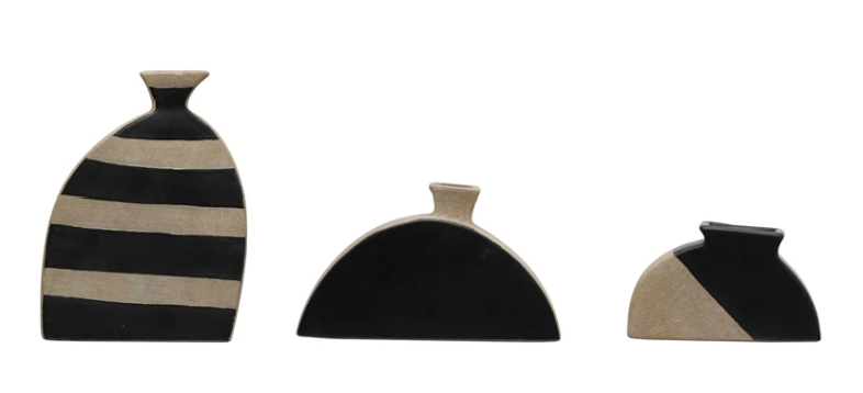 Natural & Black Terra-Cotta Vases