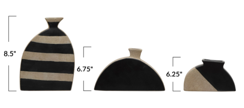 Natural & Black Terra-Cotta Vases