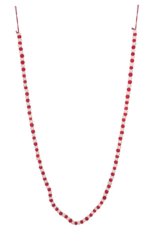 Red & White Felt Ball Garland