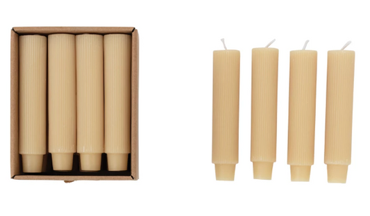 Cream Pleated Small Taper Candle Set